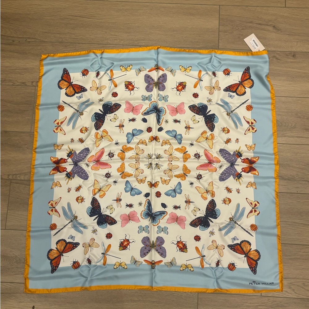 BNWT Peter Millar Butterfly and Insect Print Scarf